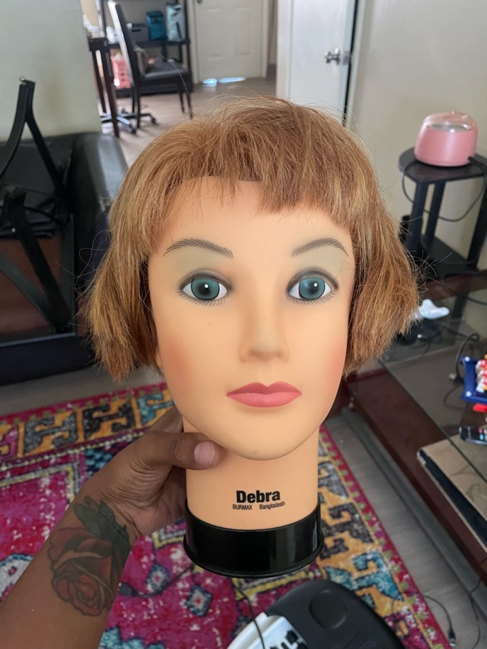 Debra Mannequin Head with Short Blonde Wig